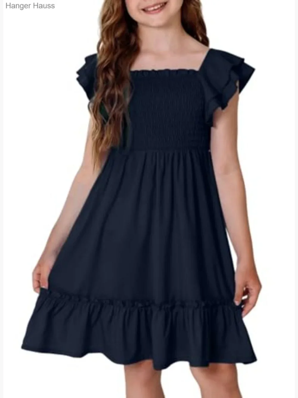 Tween Girls Ruffle Sleeve Dress Size 6-15 Years - Picture 3 of 7